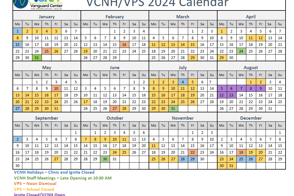 VCNHVPS Calendar 2024 Vanguard Center for Neurological Health (VCNH)