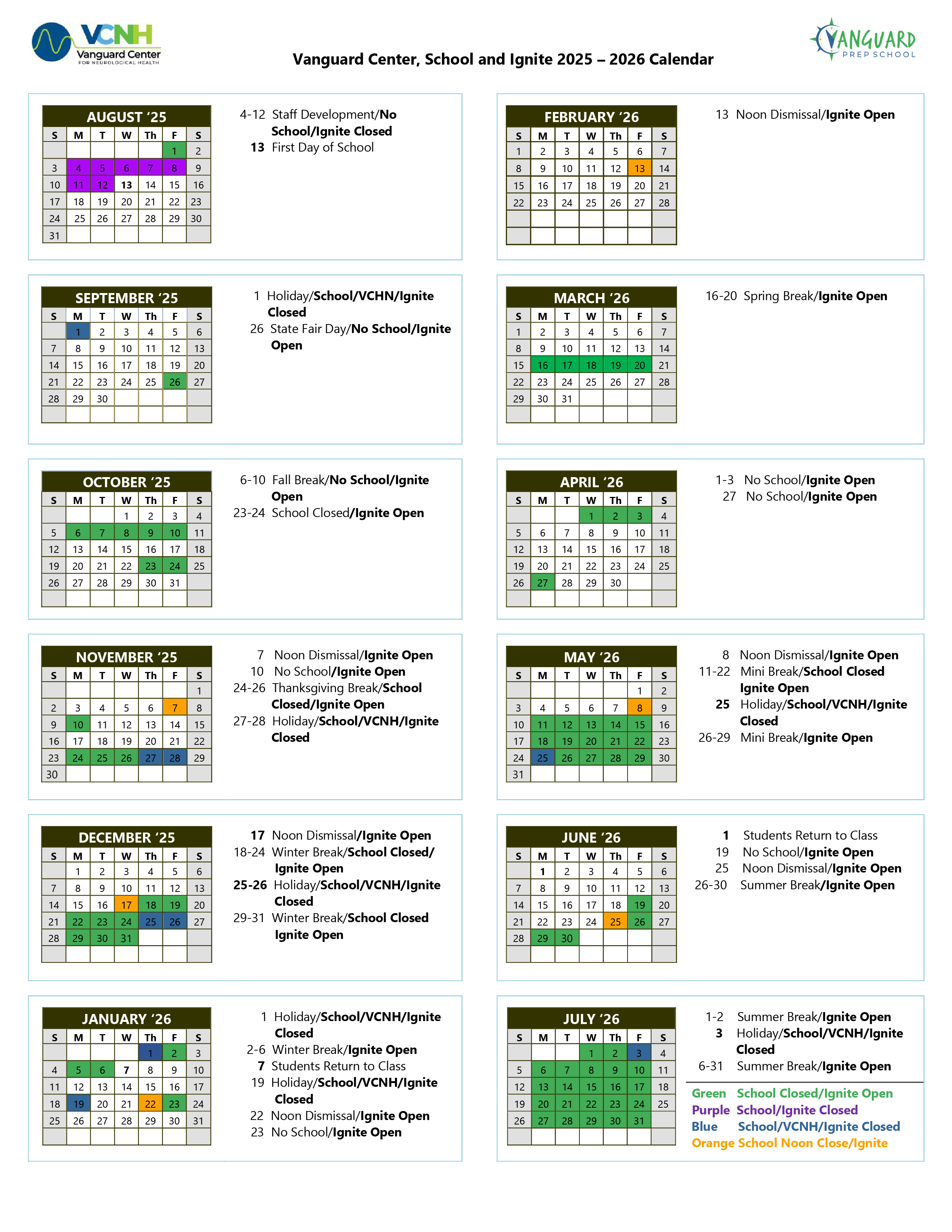 VCNH VPS Calendar 2024